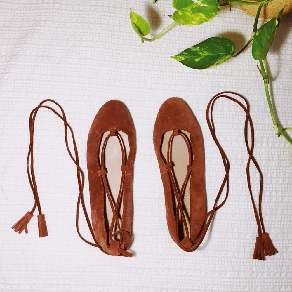 Madewell | Inga Red Suede Lace Flats